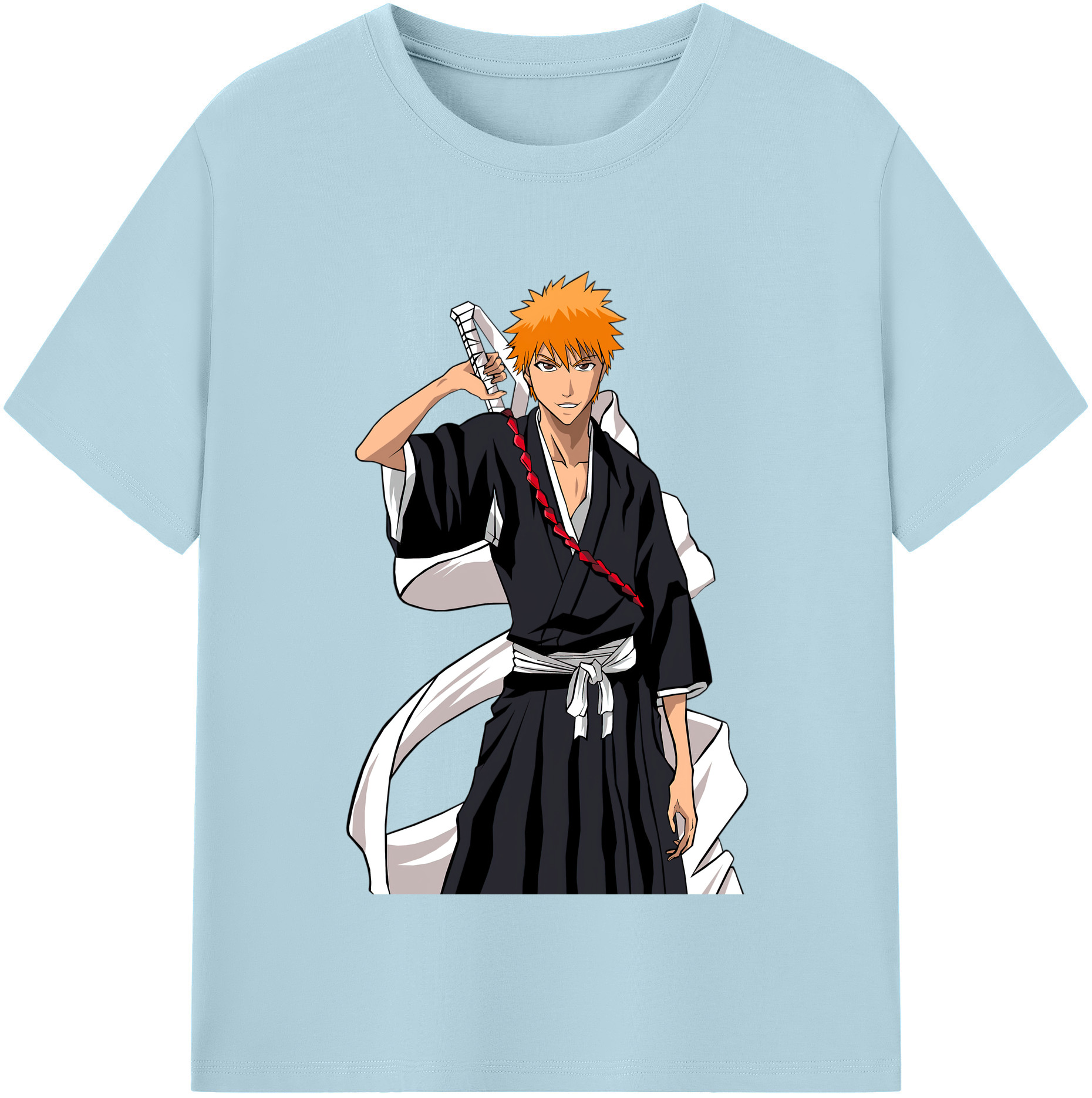 （画像用） ブリーチ 黒崎一護（くろさき いちご）BLEACH Kurosaki Ichigo 綿100％半袖Tシャツ（フロントプリント）